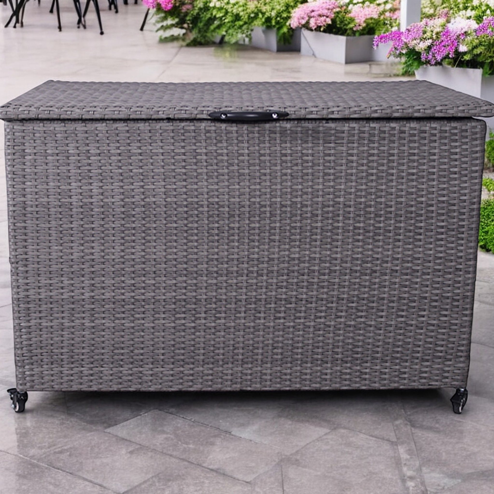 Charcoal Weave 510L Cushion Storage Box with Gas Lift