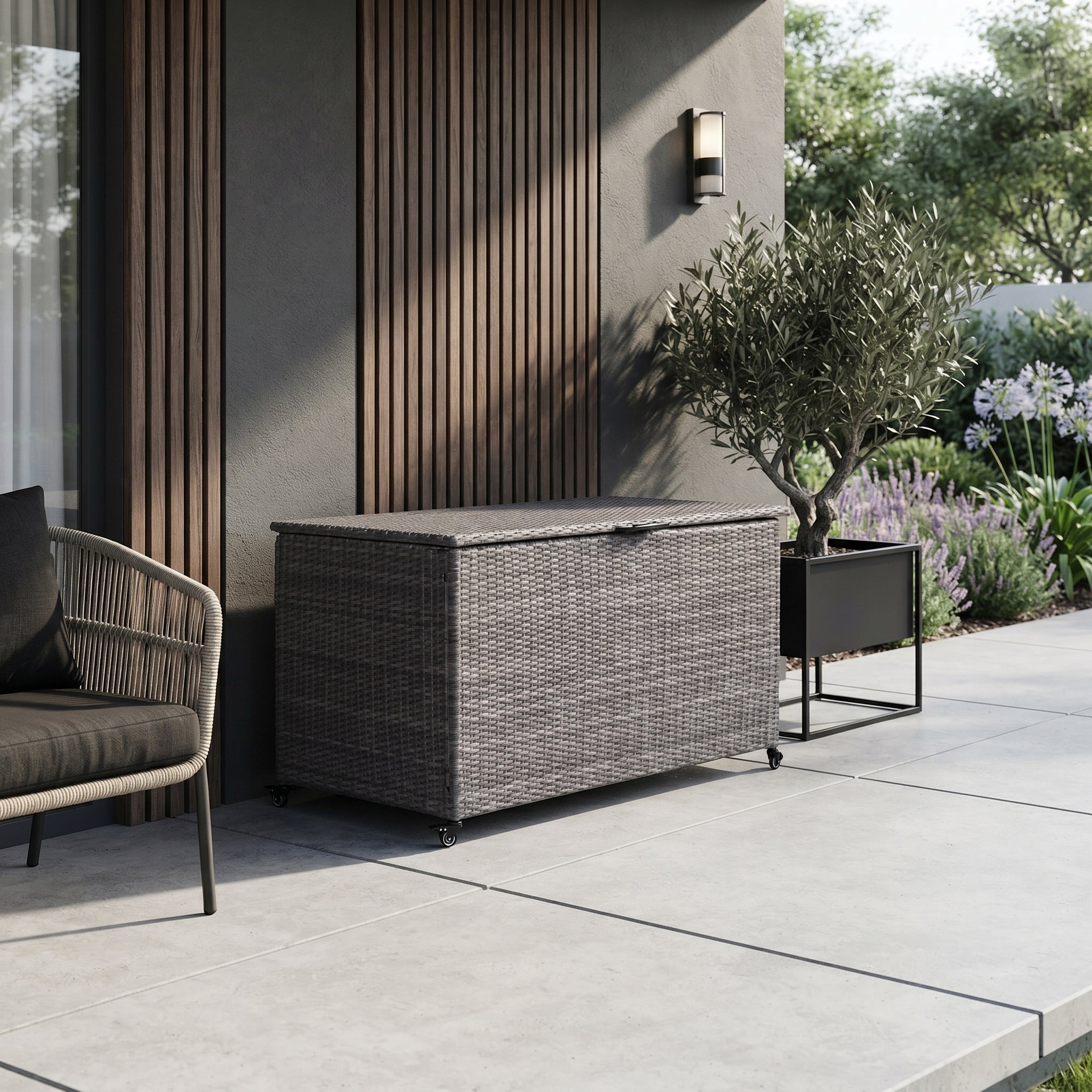 Charcoal Weave 826L Cushion Storage Box with Gas Lift