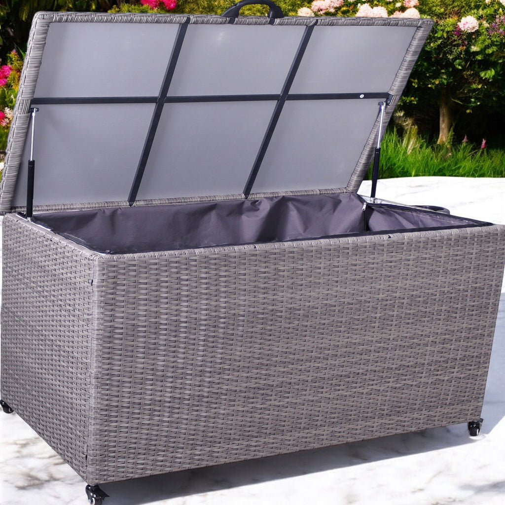 Charcoal Weave 826L Cushion Storage Box with Gas Lift