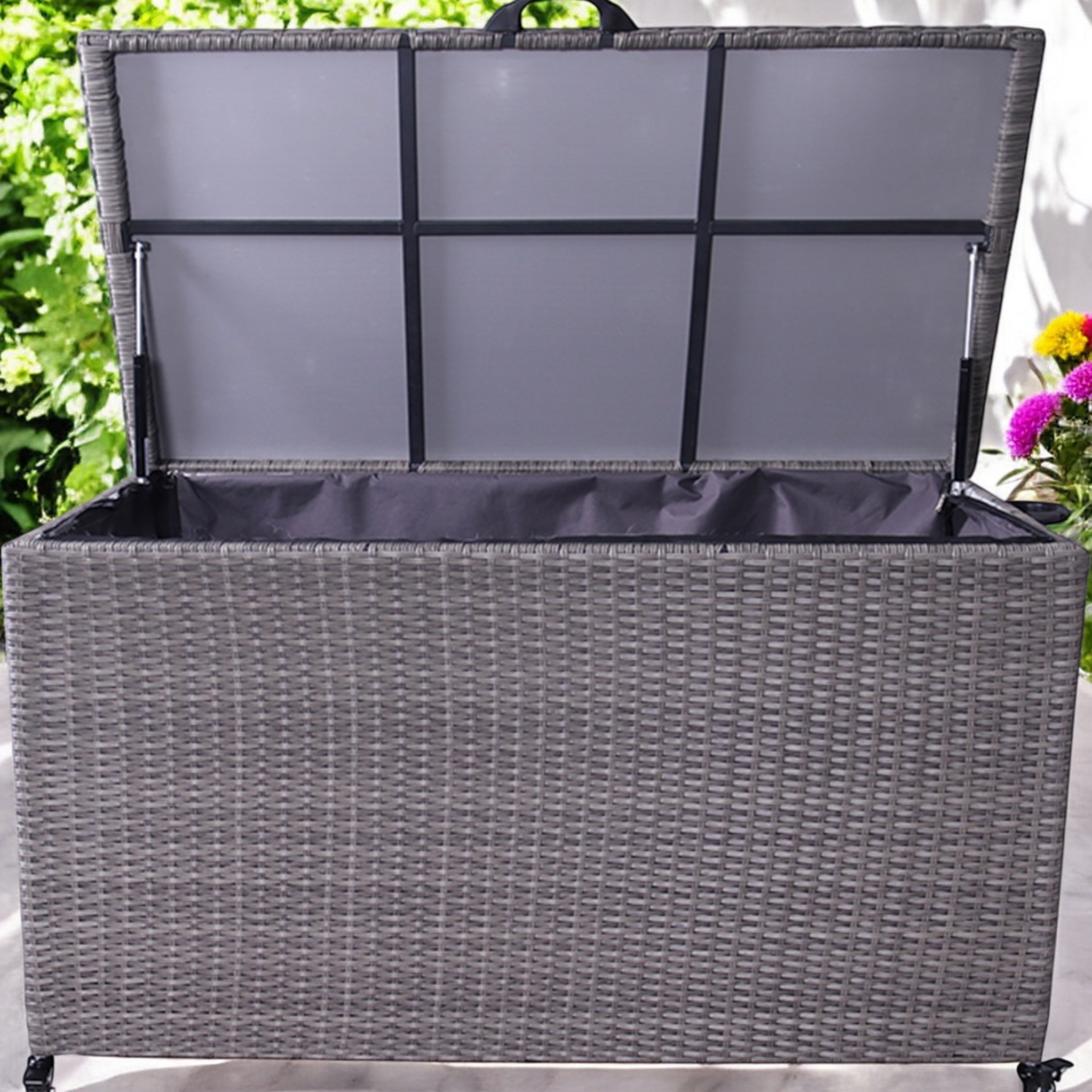 Charcoal Weave 826L Cushion Storage Box with Gas Lift