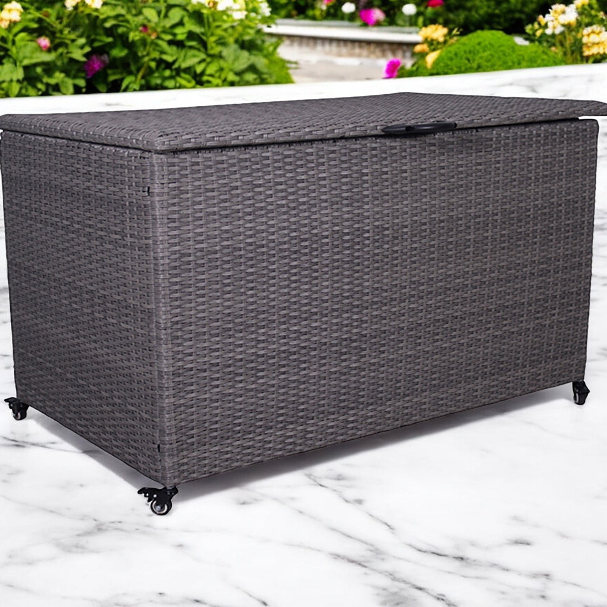 Charcoal Weave 826L Cushion Storage Box with Gas Lift