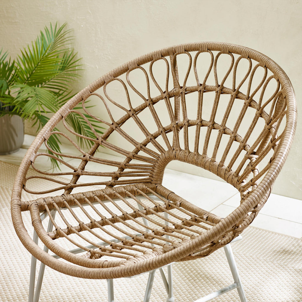 Crete Beige Rattan 2 Seat Garden Bistro Set