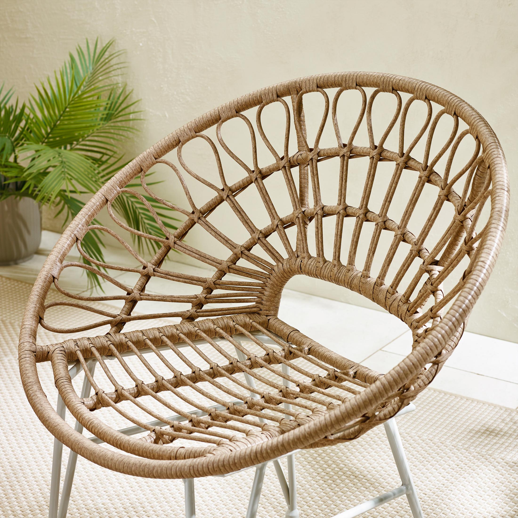 Crete Beige Rattan 2 Seat Garden Bistro Set