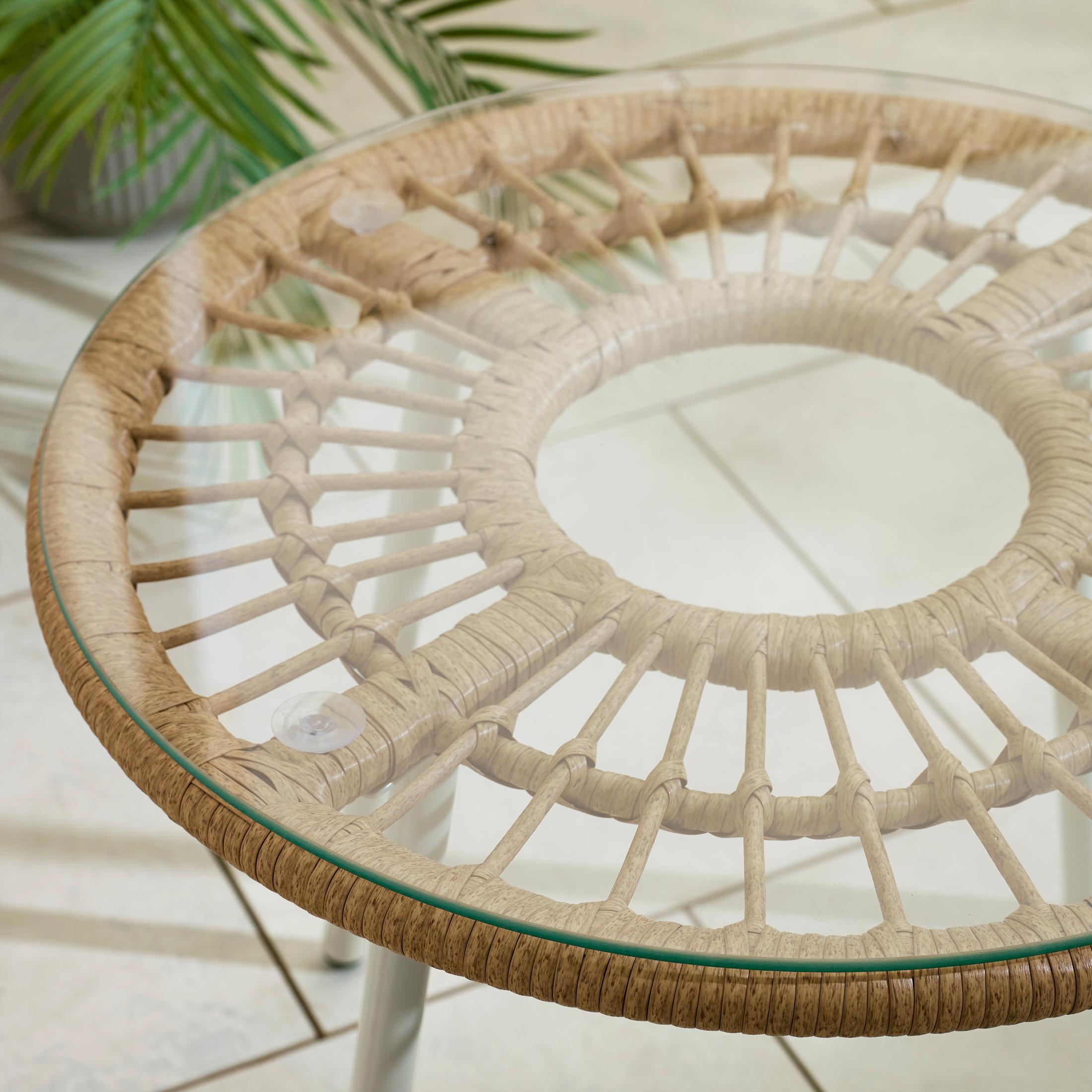 Crete Beige Rattan 2 Seat Garden Bistro Set