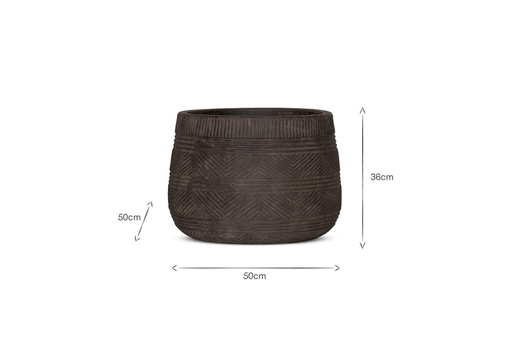 Zadie Terracotta Planter - Grey - Large