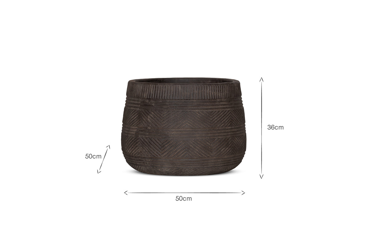 Zadie Terracotta Planter - Grey - Large