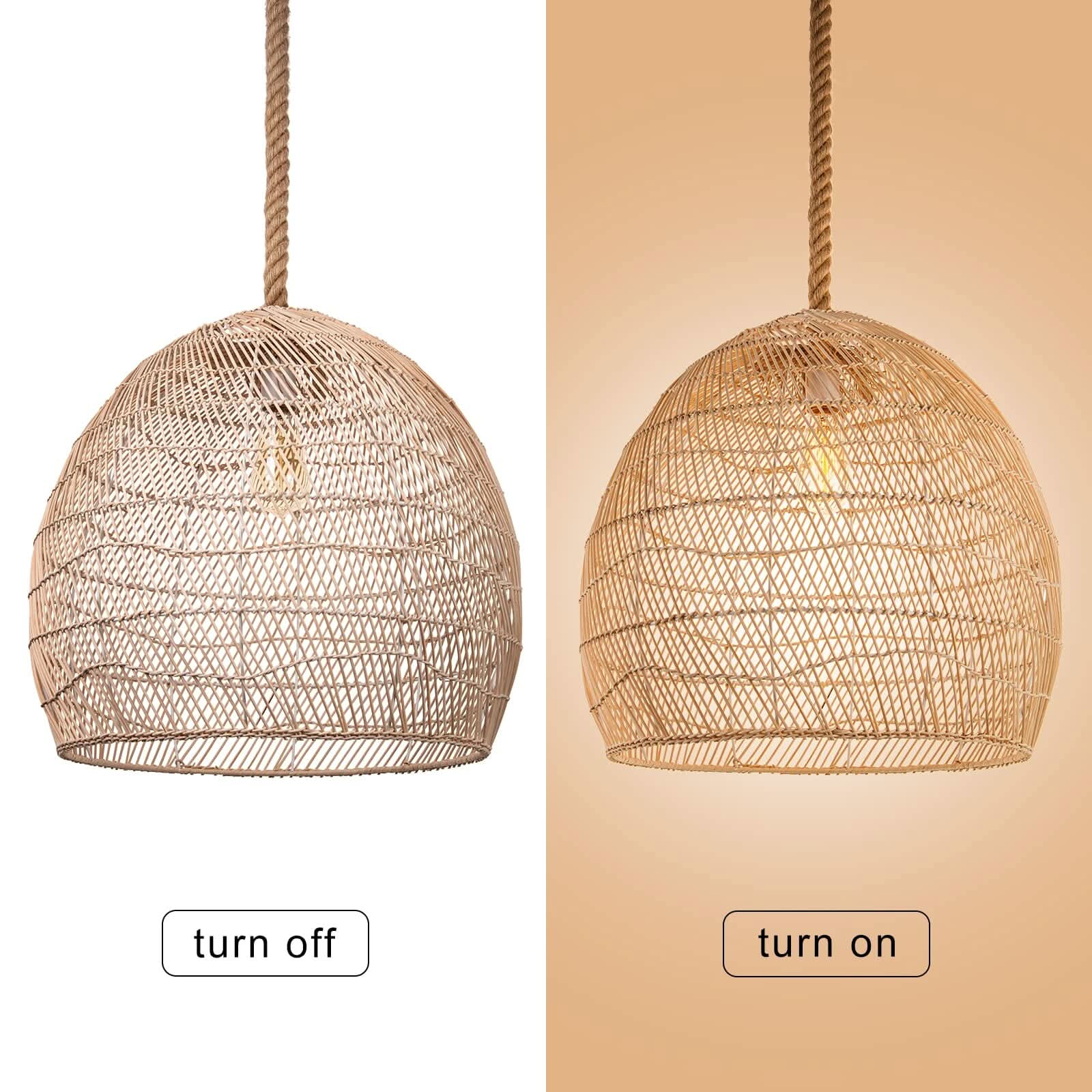 Lightsin Hand-woven Rattan Pendant Lamp for Dining Room Living Room