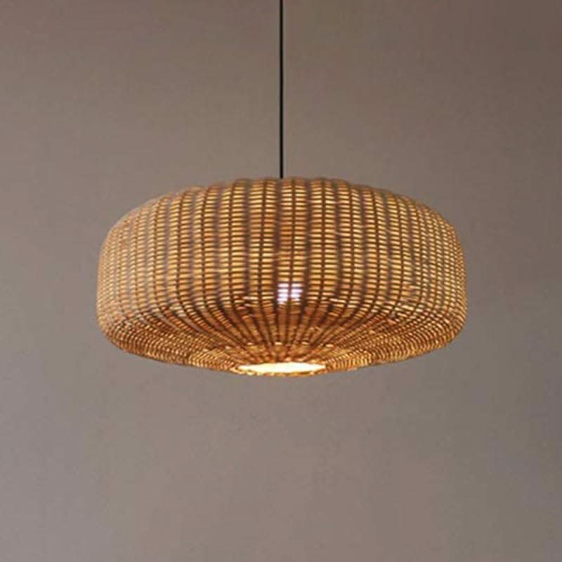 Lightsin Handwoven Rattan Hanging Lamp Rustic Style Pendant Light Fixture