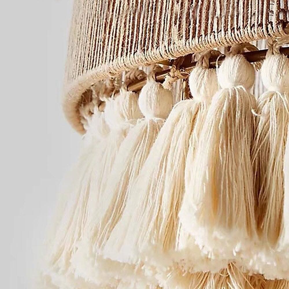Lightsin Bohemian Creative Tassel Handmade Hemp Rope Pendant Light
