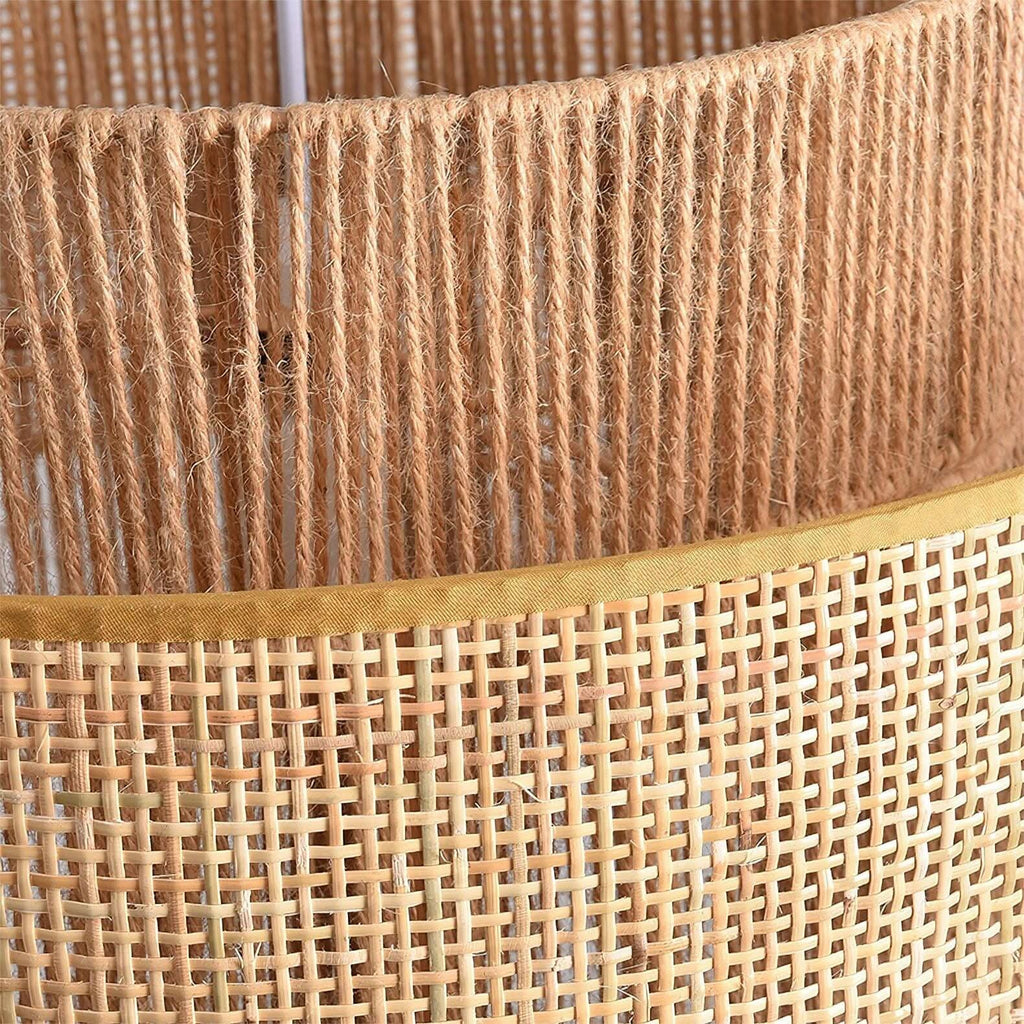 Lightsin Natural Woven Rattan and Hemp Rope Rustic Pendant Light Fixture