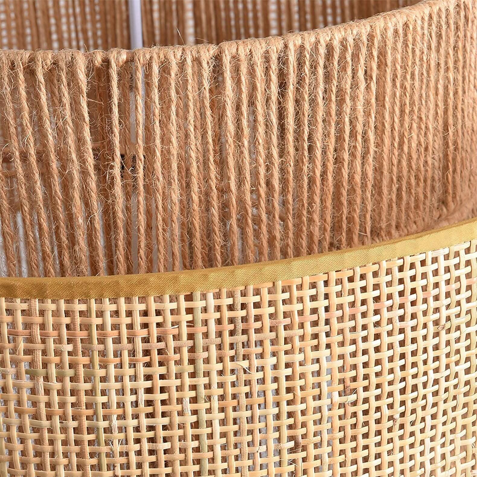 Lightsin Natural Woven Rattan and Hemp Rope Rustic Pendant Light Fixture
