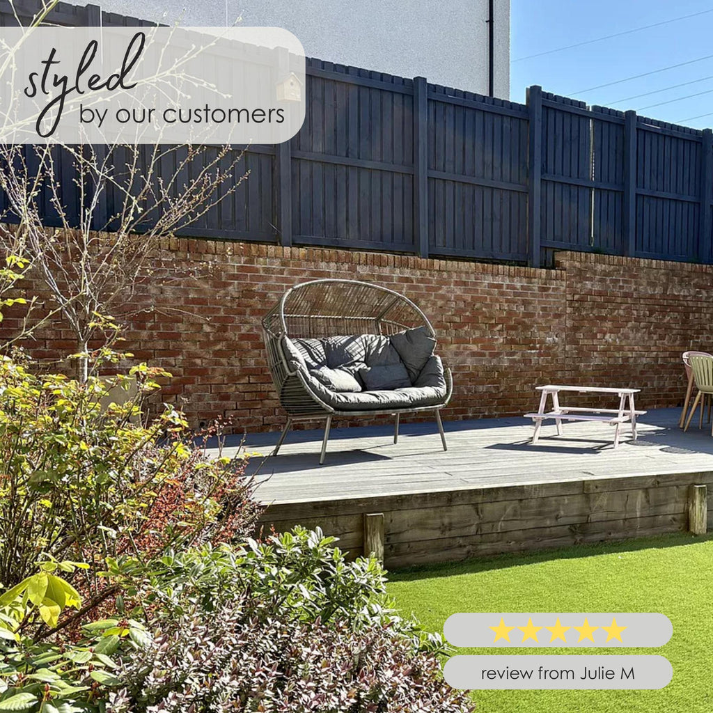 Grey Rattan & Grey Garden Double Egg Chair Seat