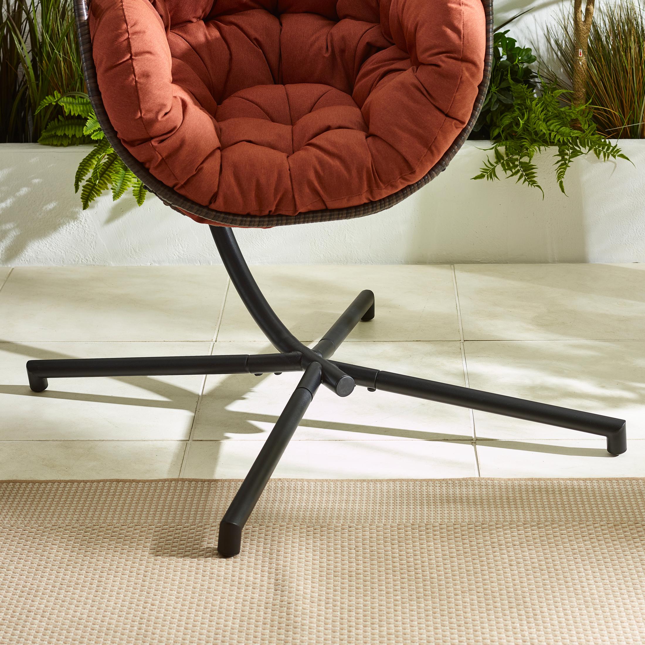 Brown Rattan & Orange Garden Hanging Egg Chair Seat