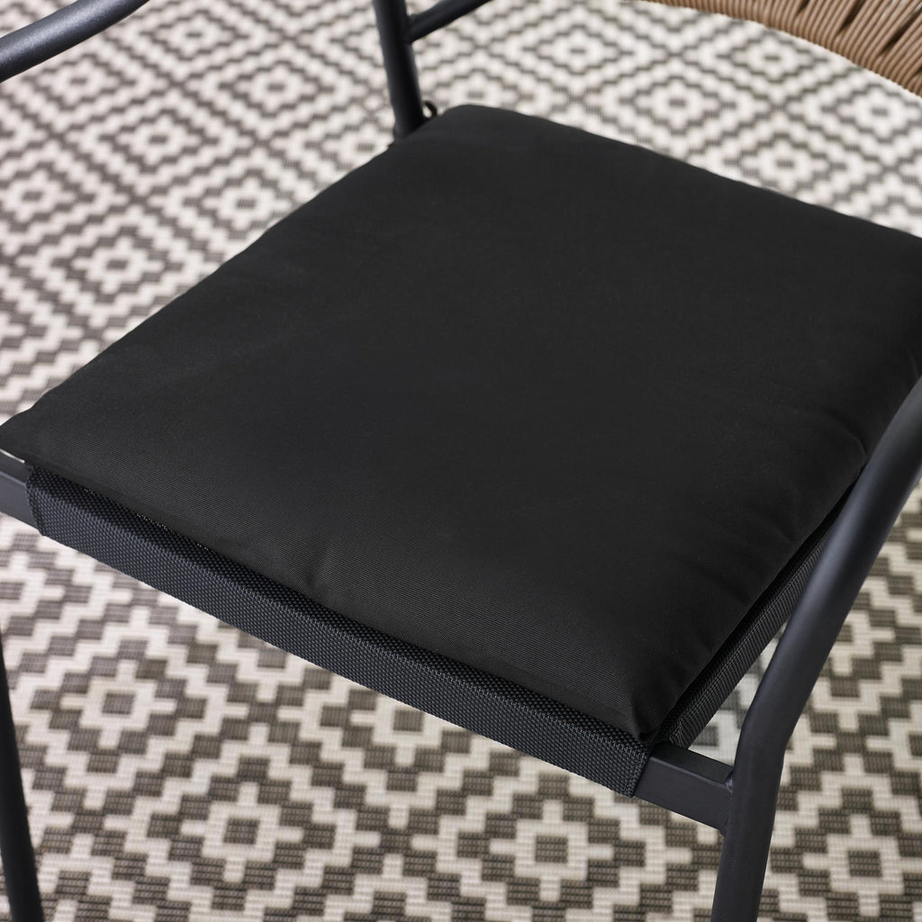 2x Elba Black & Rattan Garden Dining Chairs