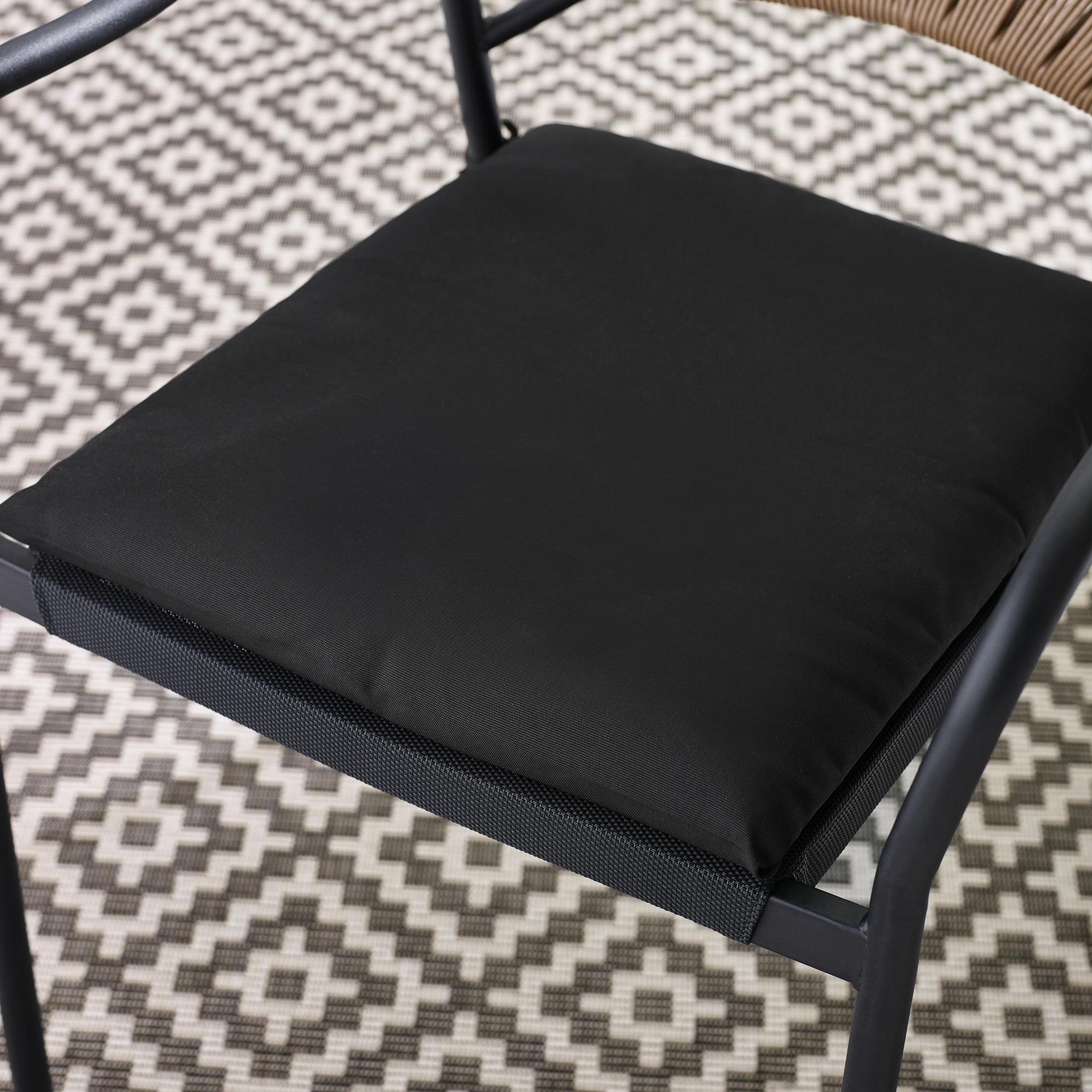 2x Elba Black & Rattan Garden Dining Chairs