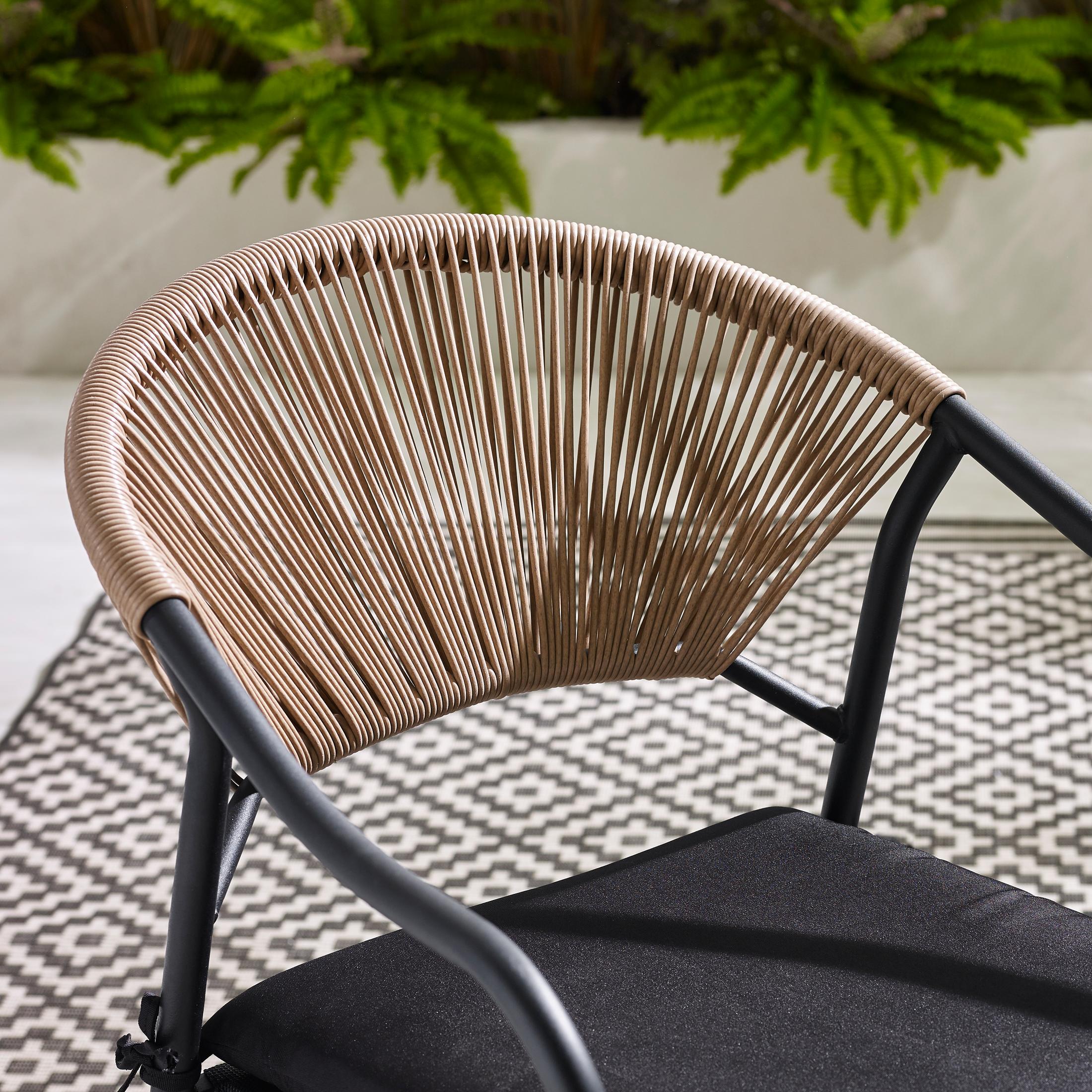 2x Elba Black & Rattan Garden Dining Chairs