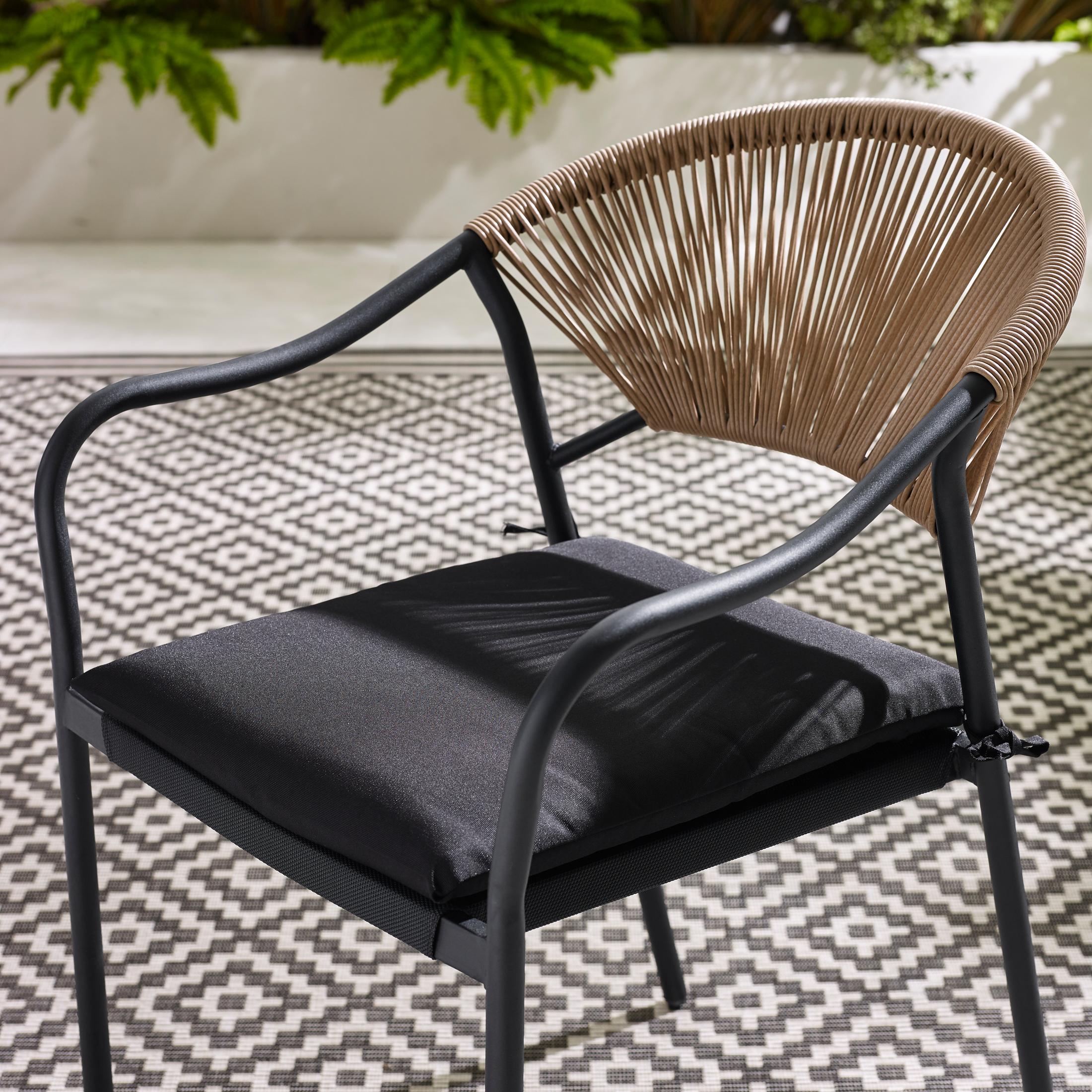 2x Elba Black & Rattan Garden Dining Chairs