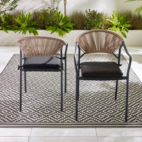 2x Elba Black & Rattan Garden Dining Chairs