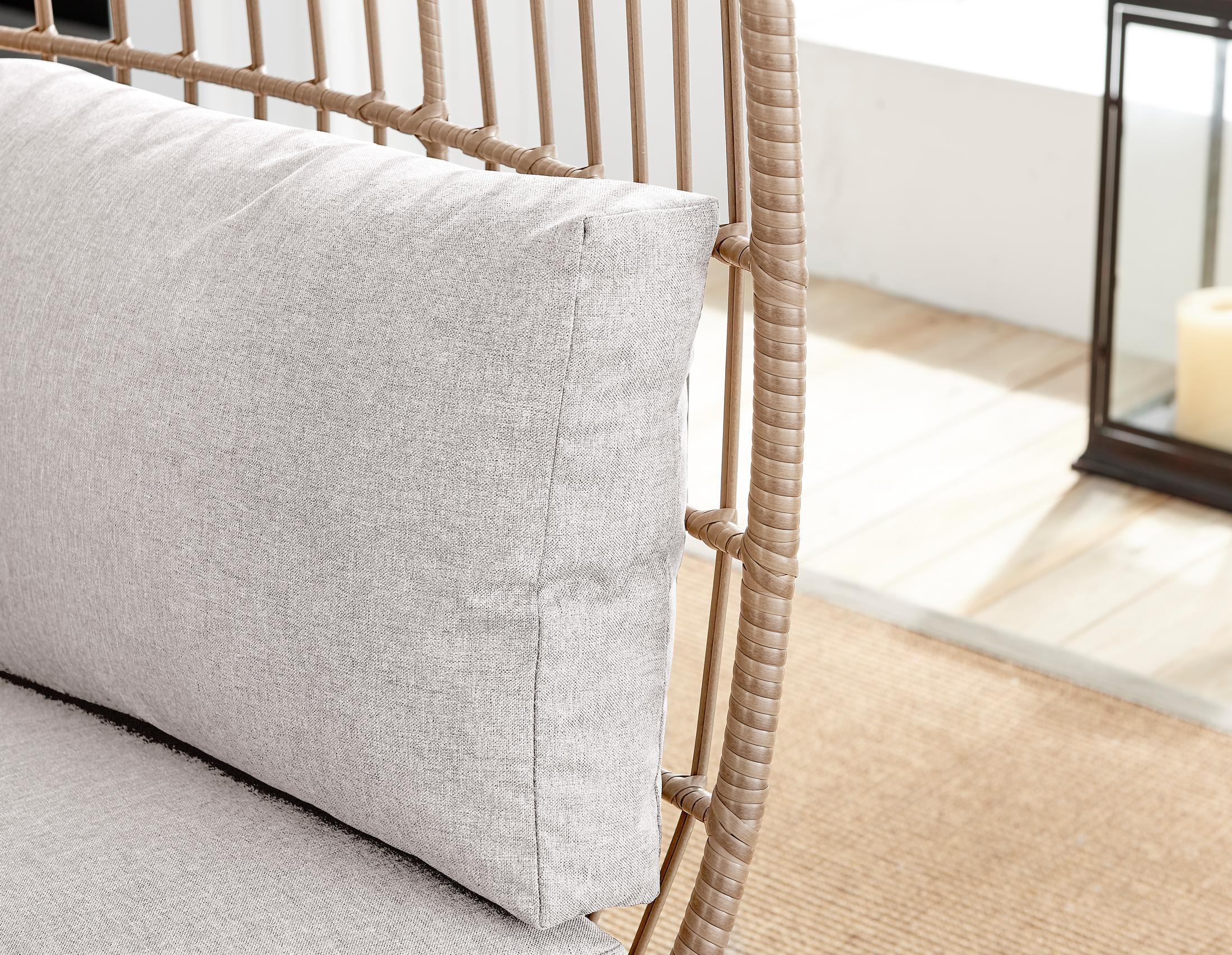 Beige Rattan Garden Egg Chair Seat