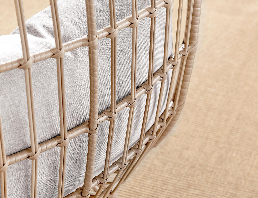 Beige Rattan Garden Egg Chair Seat