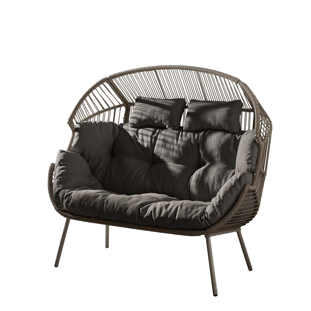 Grey Indoor / Outdoor Rattan Double Egg Chair Seat