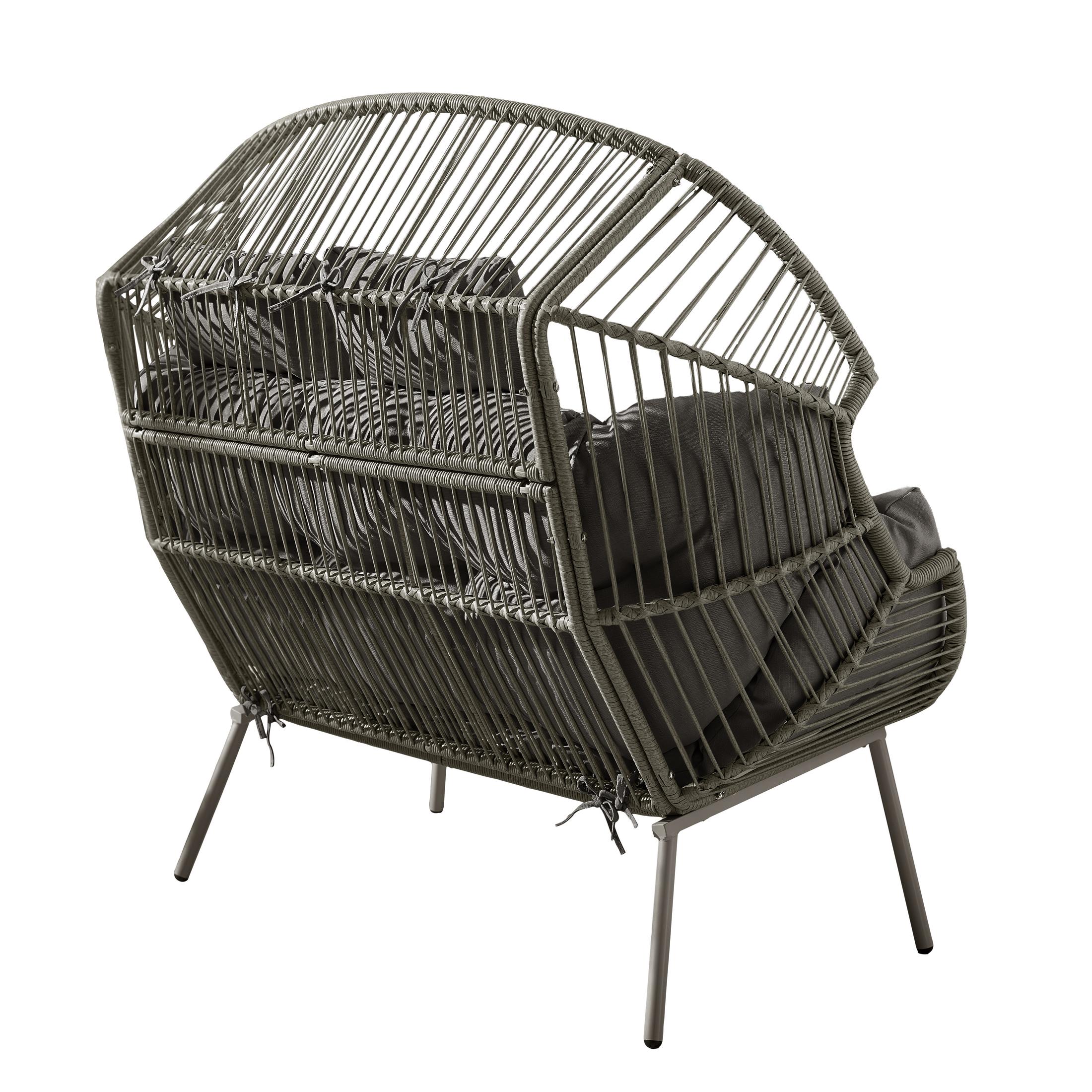 Grey Indoor / Outdoor Rattan Double Egg Chair Seat