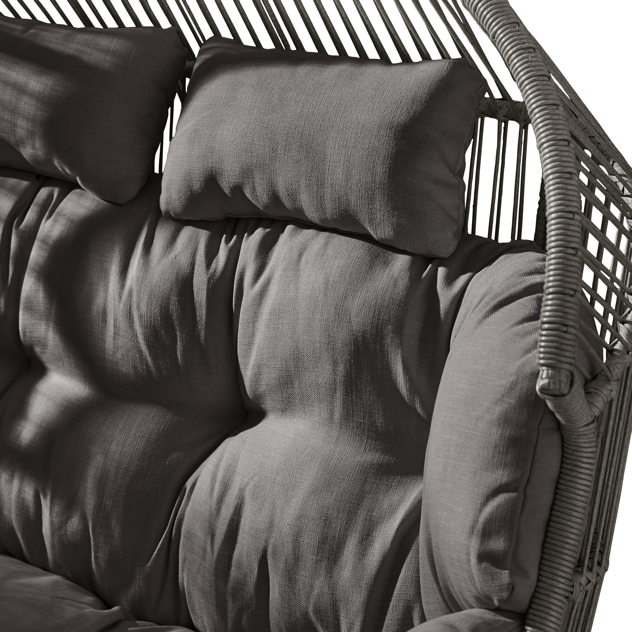 Grey Indoor / Outdoor Rattan Double Egg Chair Seat