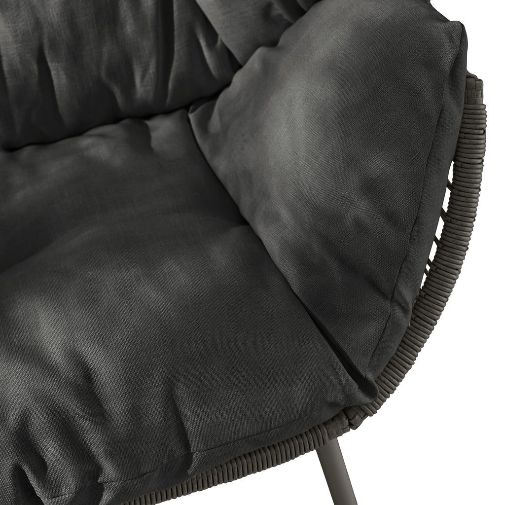 Grey Indoor / Outdoor Rattan Double Egg Chair Seat
