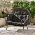 Grey Rattan & Grey Garden Double Egg Chair Seat