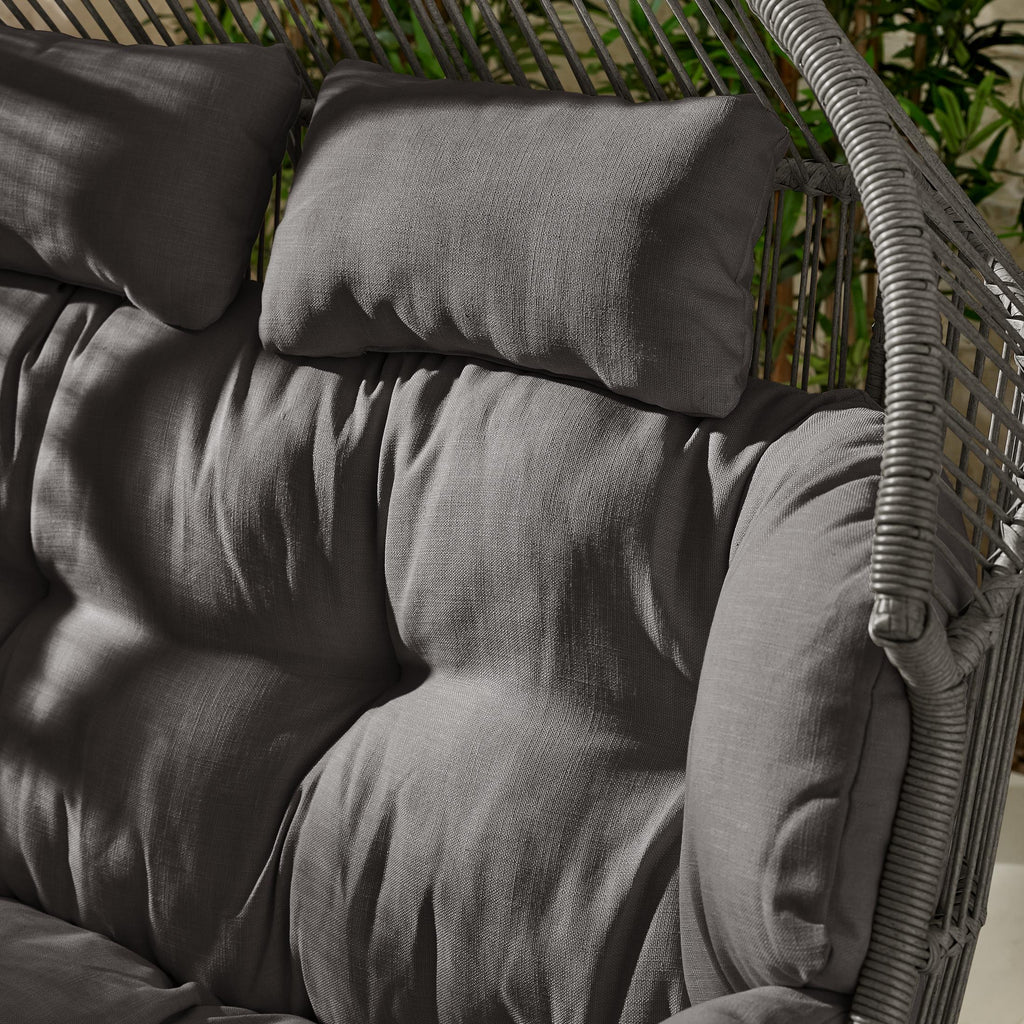 Grey Rattan & Grey Garden Double Egg Chair Seat
