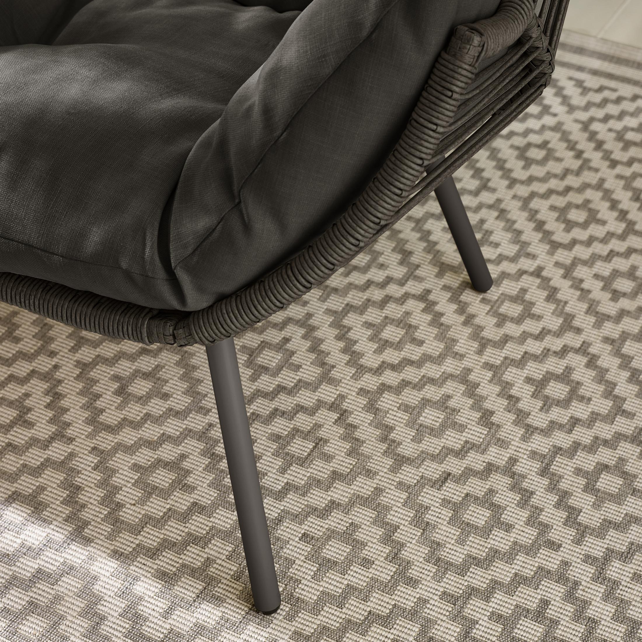 Grey Rattan & Grey Garden Double Egg Chair Seat