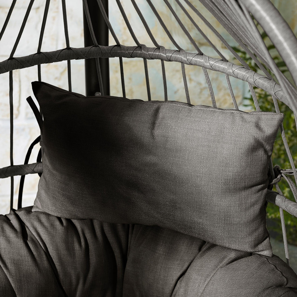 Grey Rattan & Grey Garden Hanging Egg Chair Seat