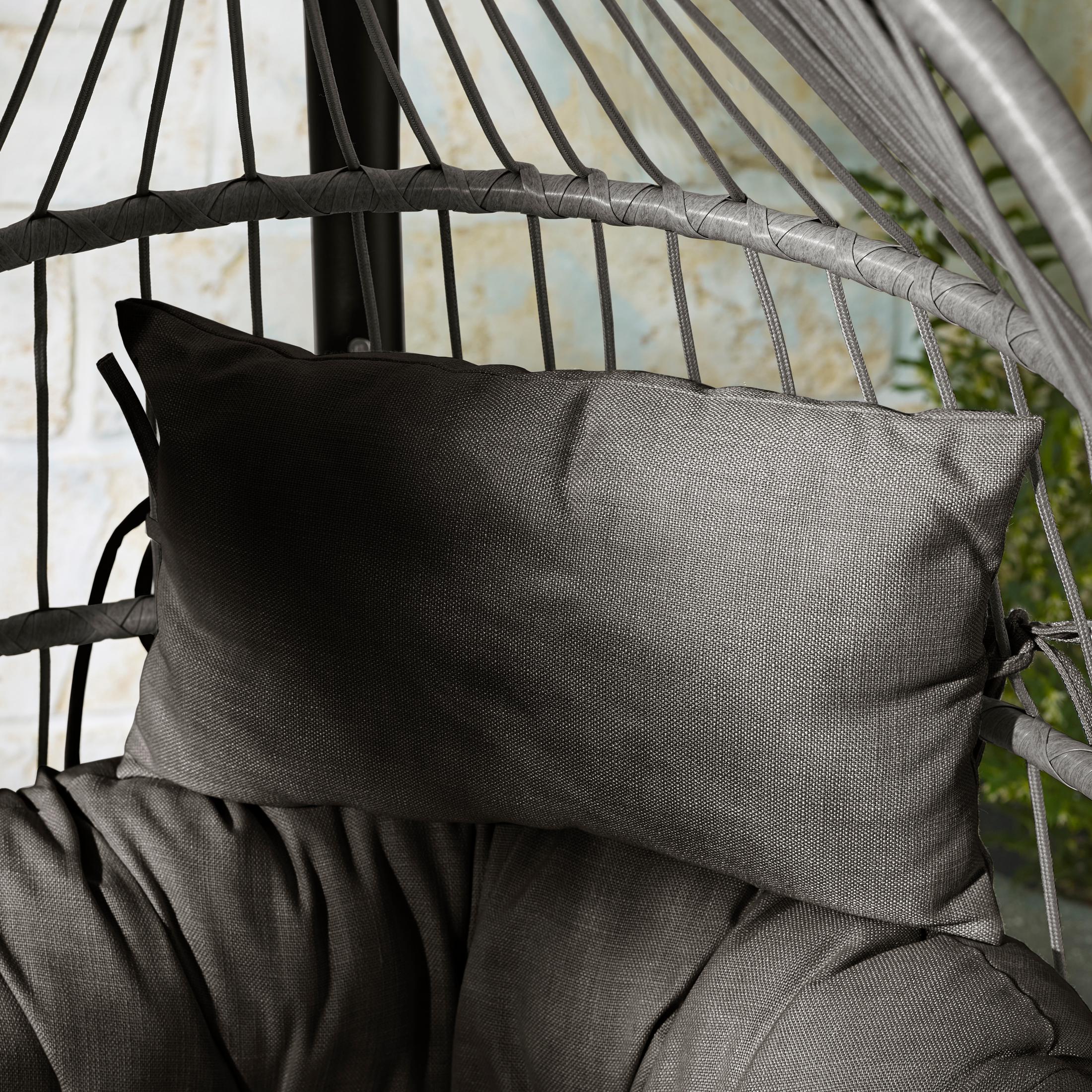 Grey Rattan & Grey Garden Hanging Egg Chair Seat