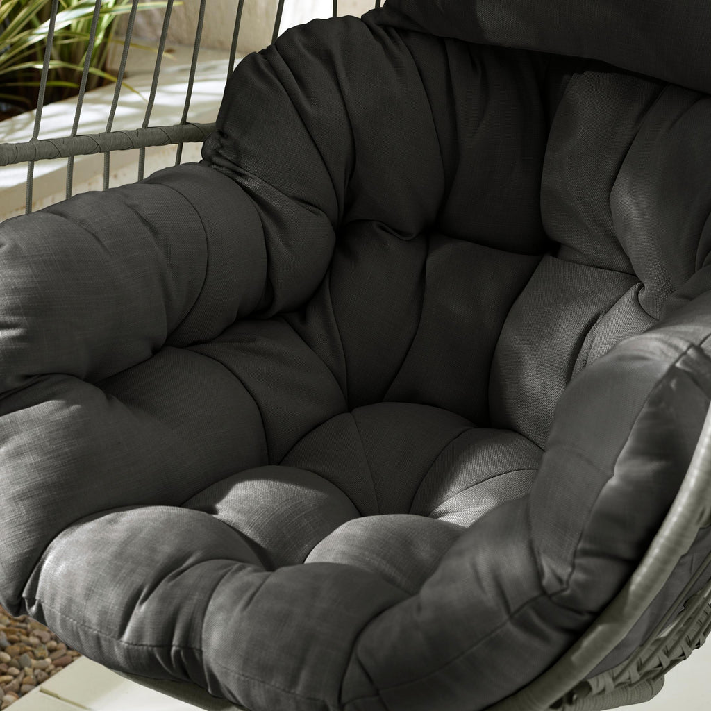 Grey Rattan & Grey Garden Hanging Egg Chair Seat