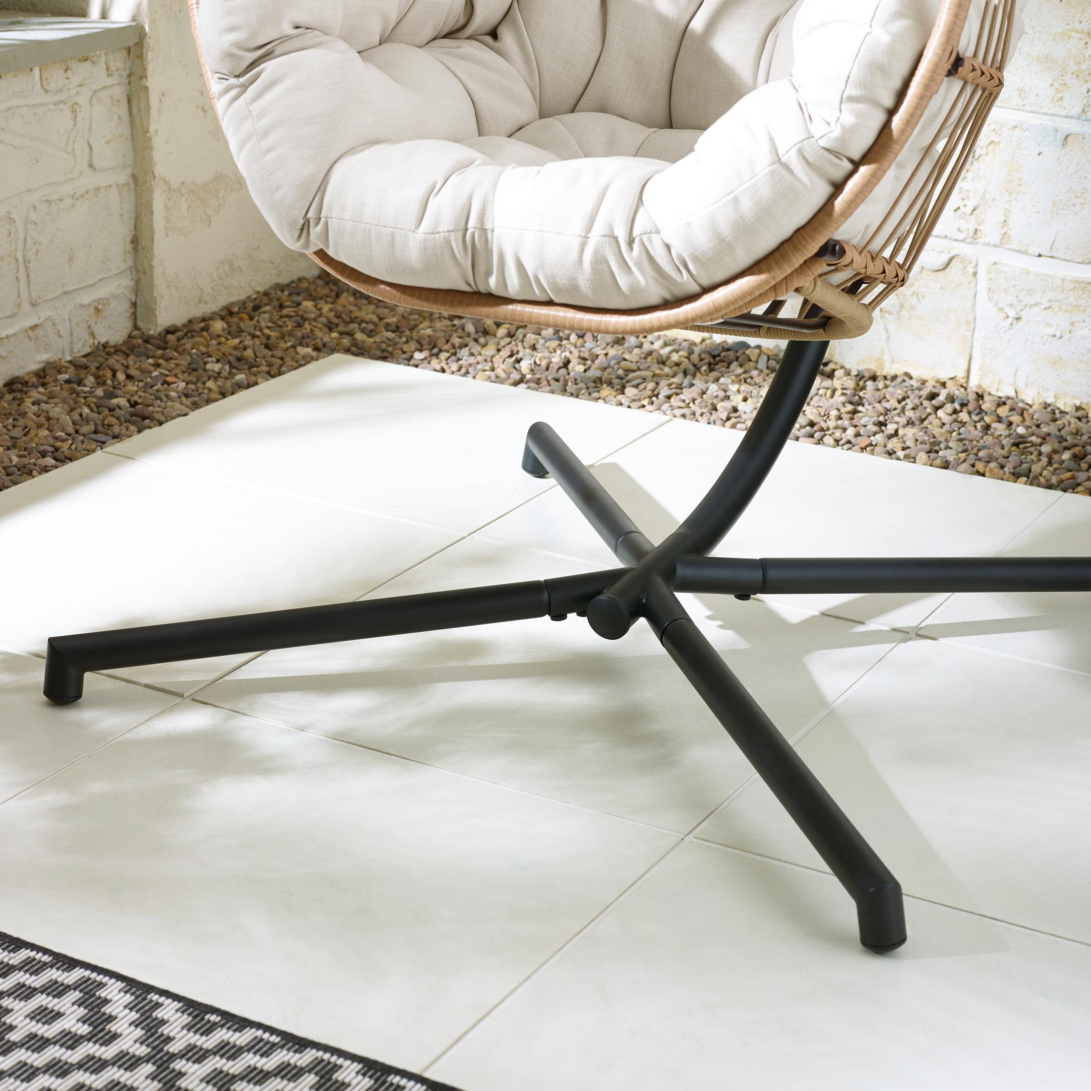 Beige Rattan & Cream Garden Hanging Egg Chair Seat