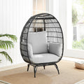 Black Rattan & Grey Garden Egg Chair Seat