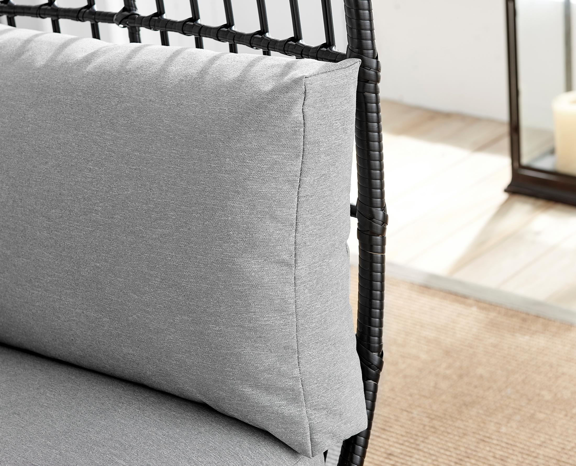 Black Rattan & Grey Garden Egg Chair Seat