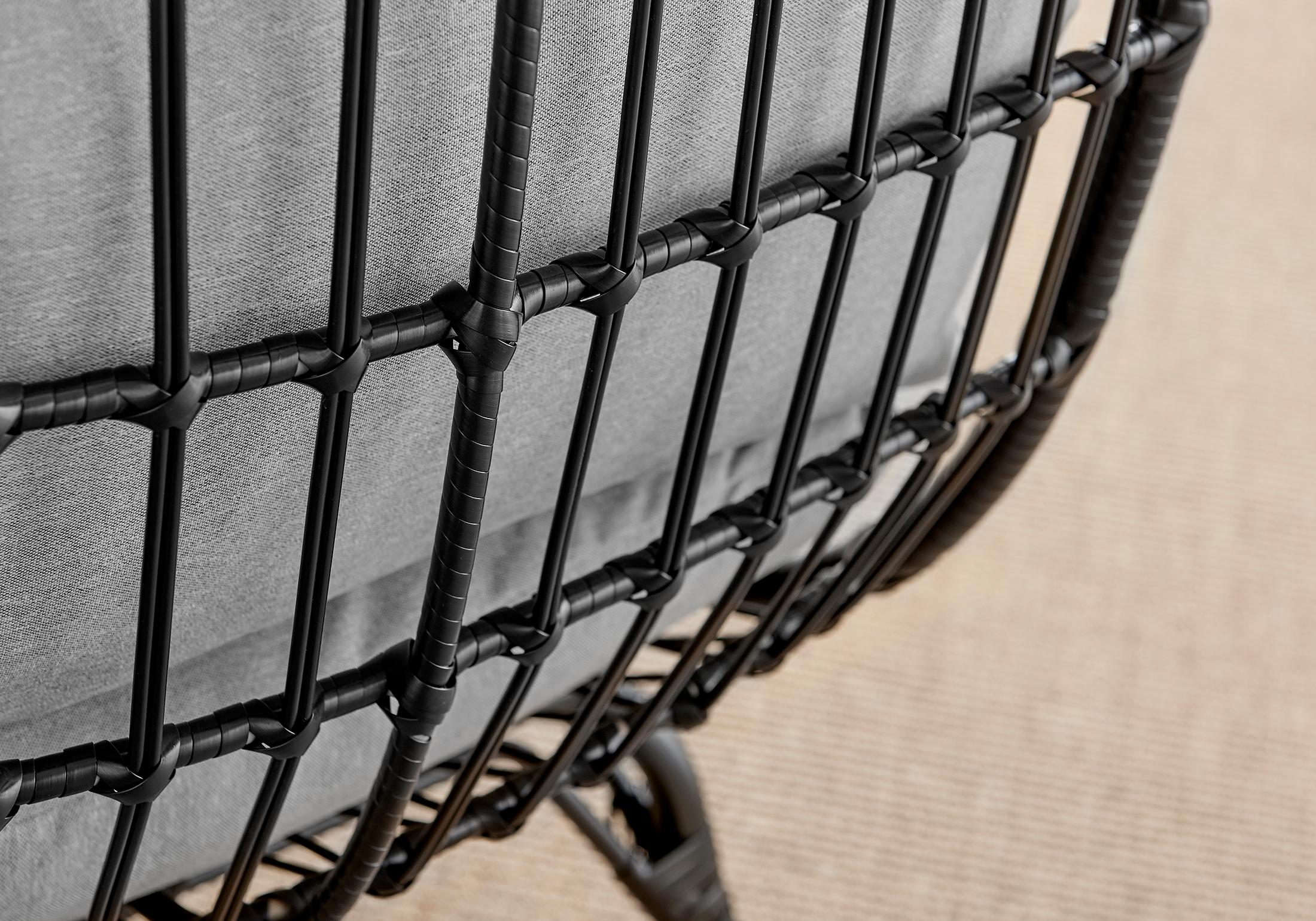 Black Rattan & Grey Garden Egg Chair Seat