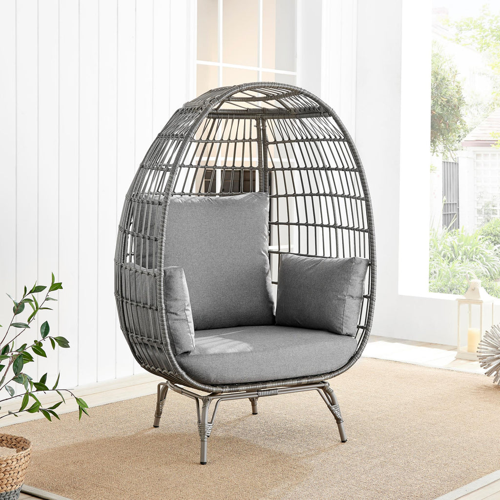 Grey Rattan Garden Egg Chair Seat
