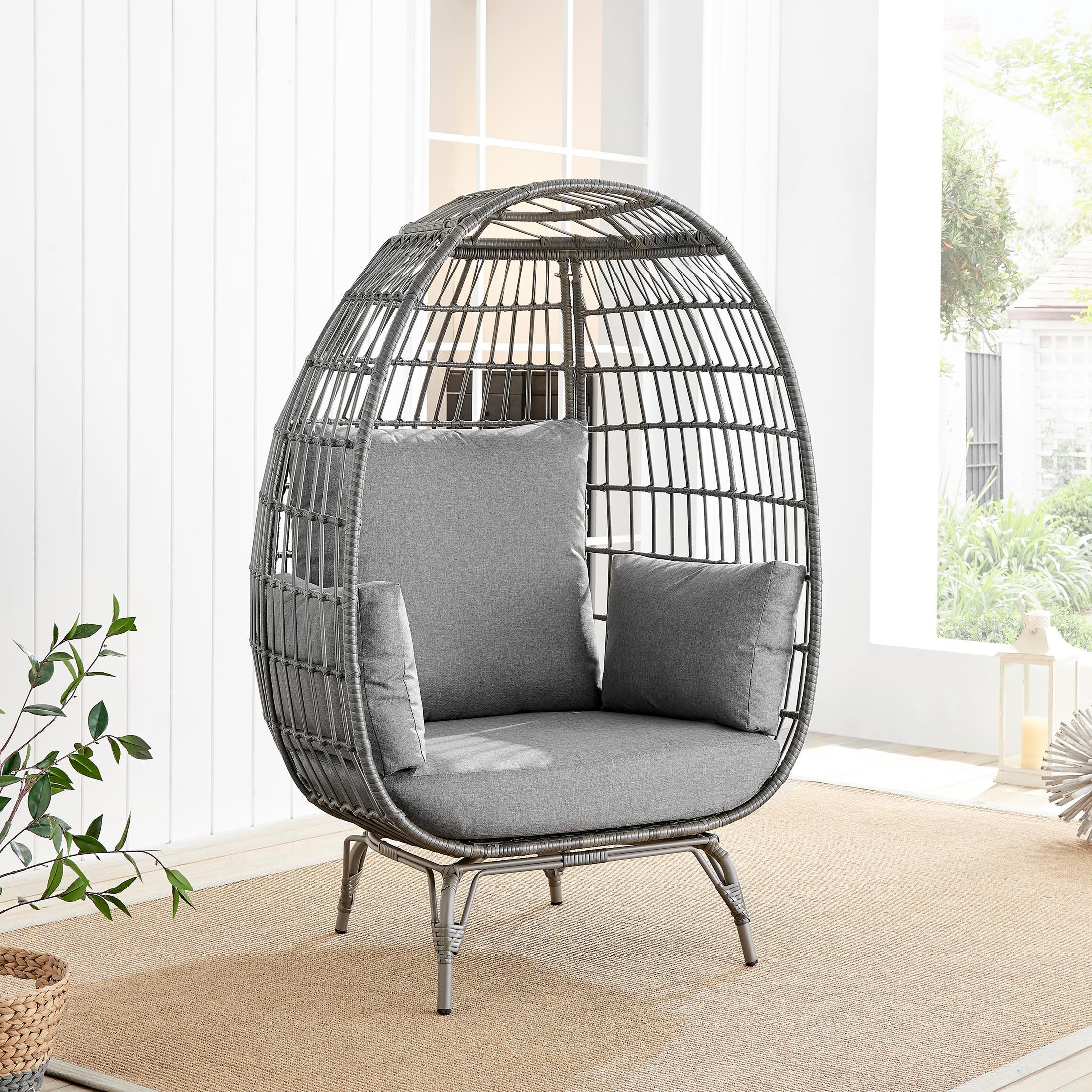 Grey Rattan Garden Egg Chair Seat