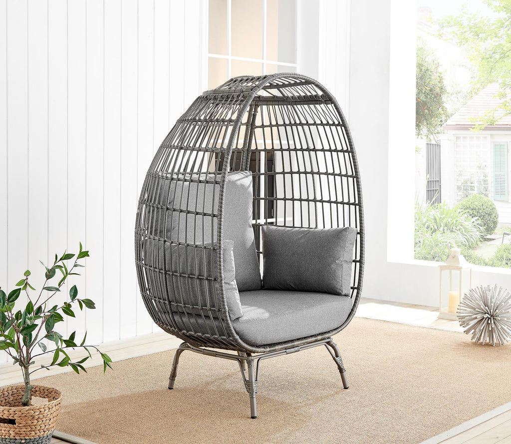 Grey Rattan Garden Egg Chair Seat