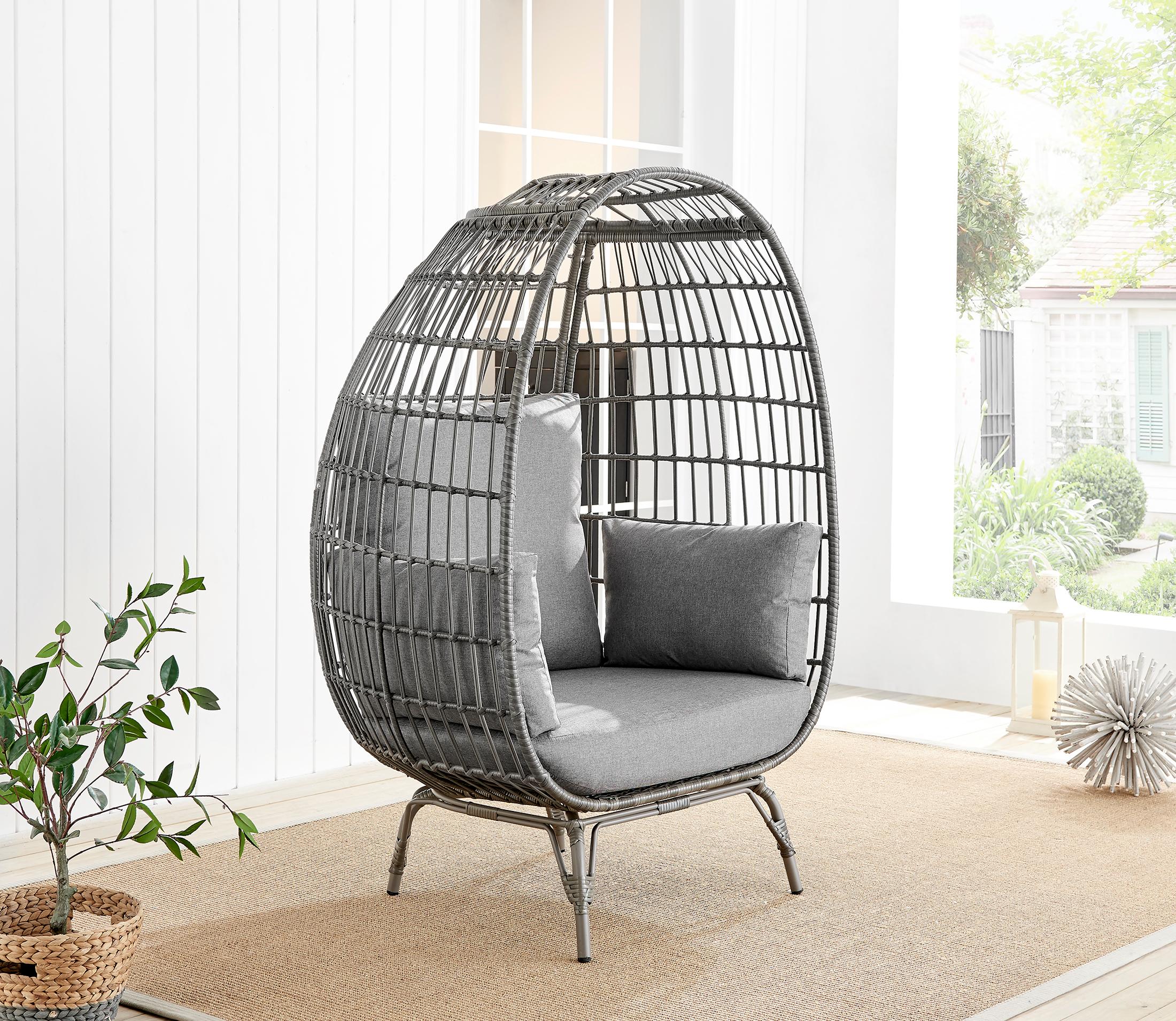 Grey Rattan Garden Egg Chair Seat