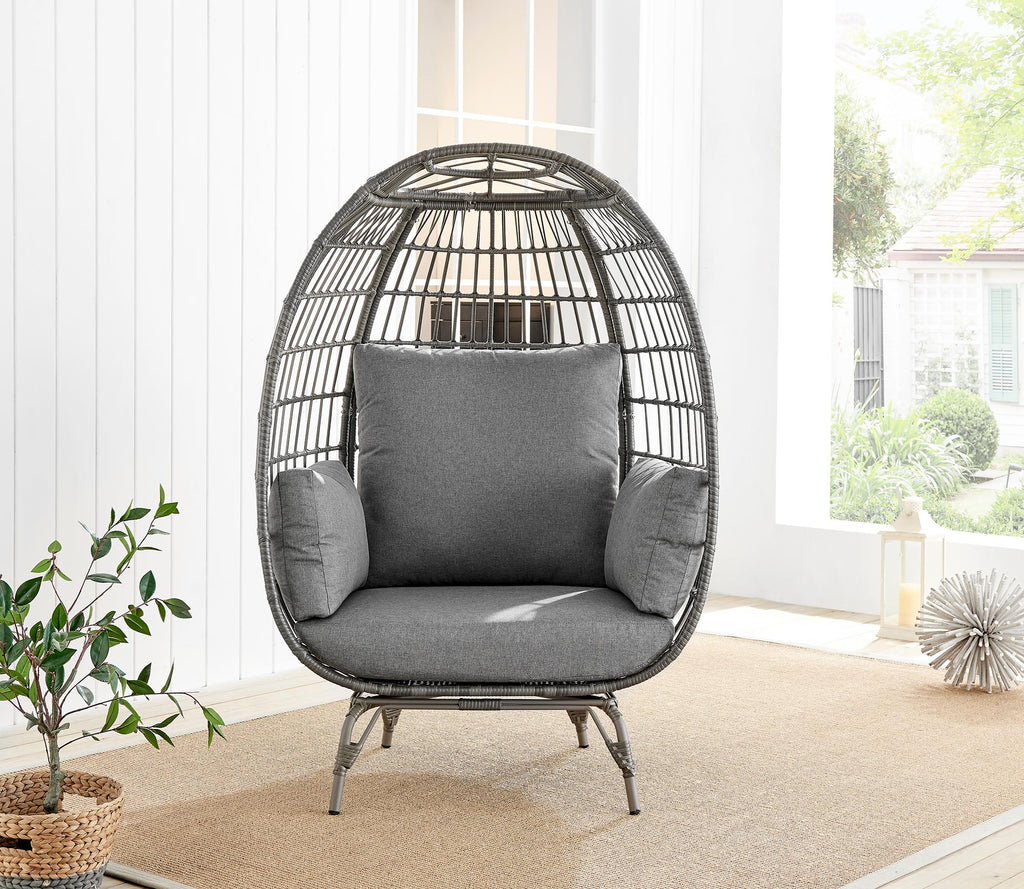 Grey Rattan Garden Egg Chair Seat