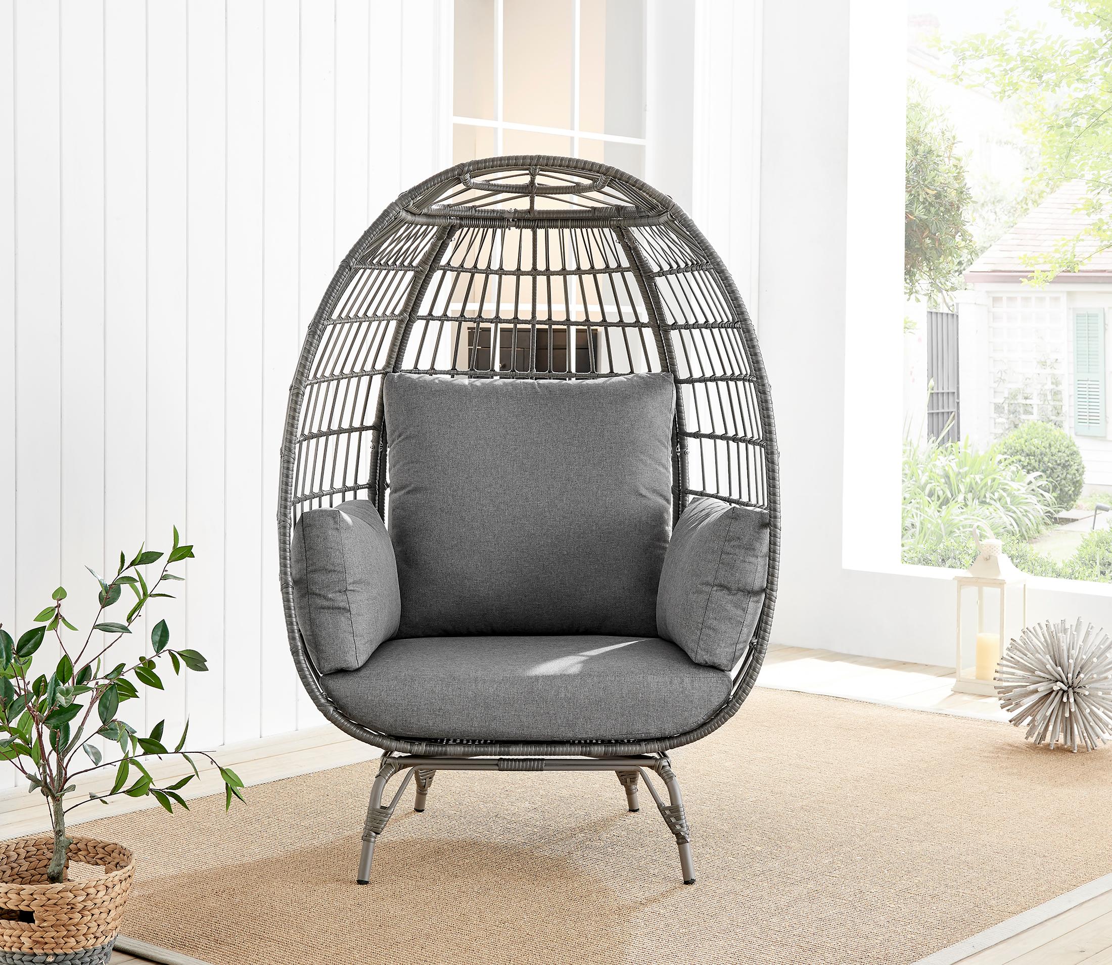 Grey Rattan Garden Egg Chair Seat