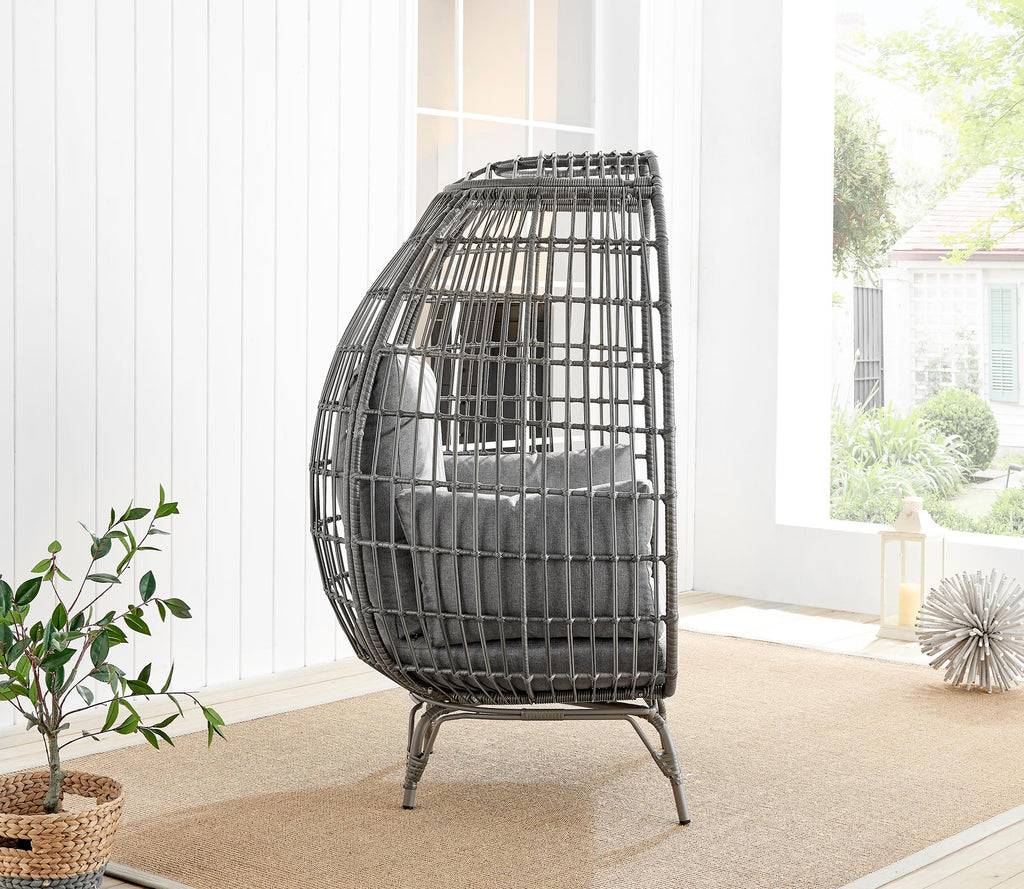 Grey Rattan Garden Egg Chair Seat