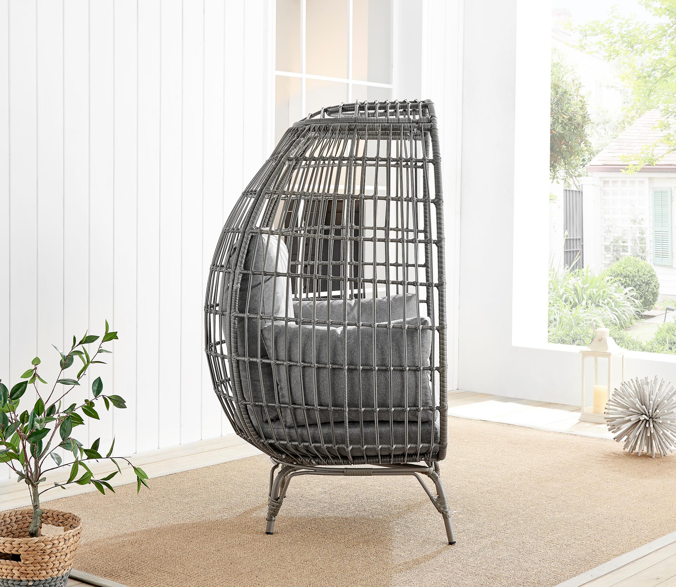 Grey Rattan Garden Egg Chair Seat