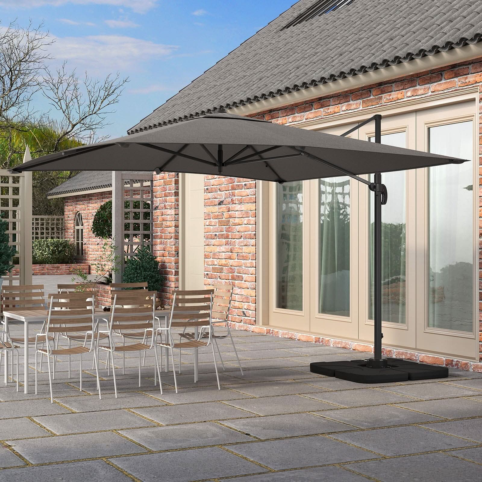 3 x 3M Wide Garden Parasol Outdoor Hanging UV Resistant and Waterproof Umbrella for Patio