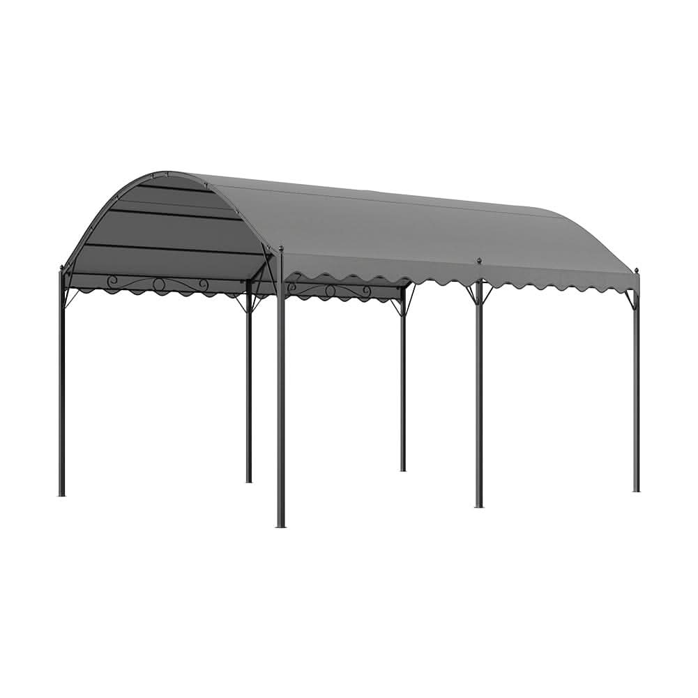9ft Metal Arched Pergola with Shade Dark Grey