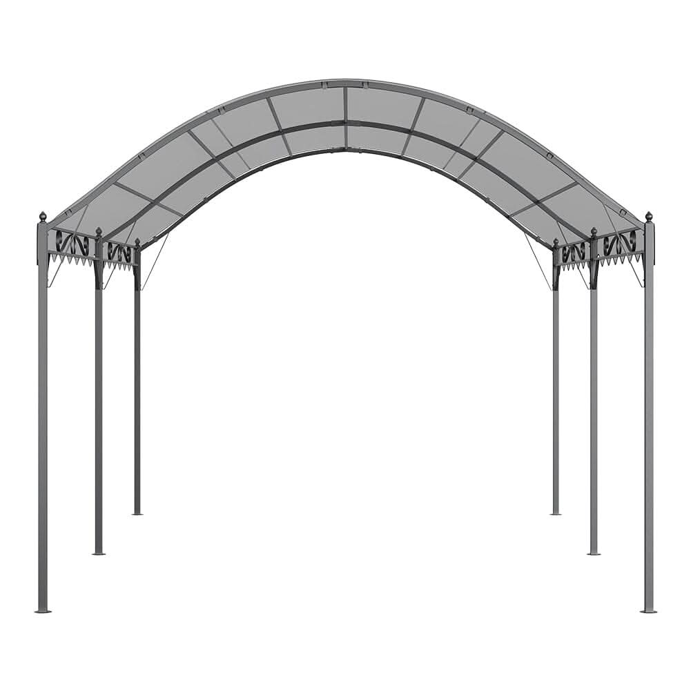 9ft Metal Arched Pergola with Shade Dark Grey