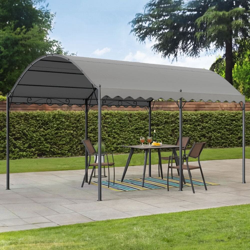9ft Metal Arched Pergola with Shade Dark Grey